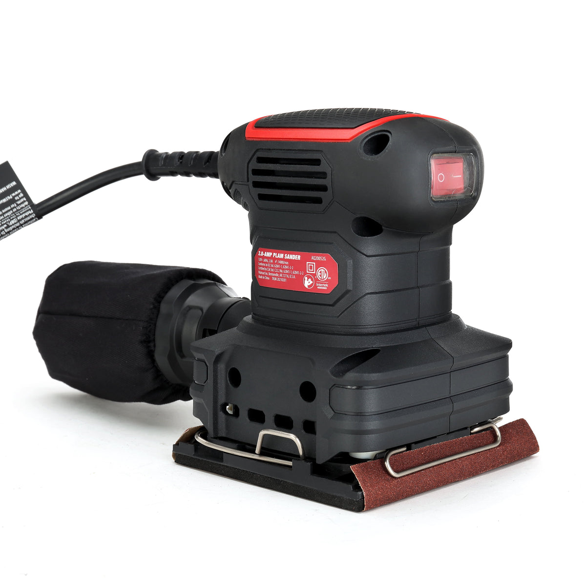 2 Amp Corded 1/4-Sheet Palm Sander with Dust Bag, Vacuum Hose Adapter, Punch Plate & 3 Sanding Sheets