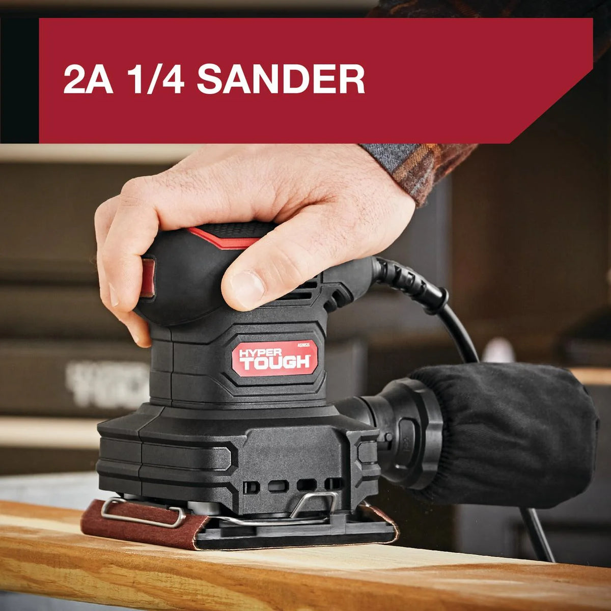 2 Amp Corded 1/4-Sheet Palm Sander with Dust Bag, Vacuum Hose Adapter, Punch Plate & 3 Sanding Sheets