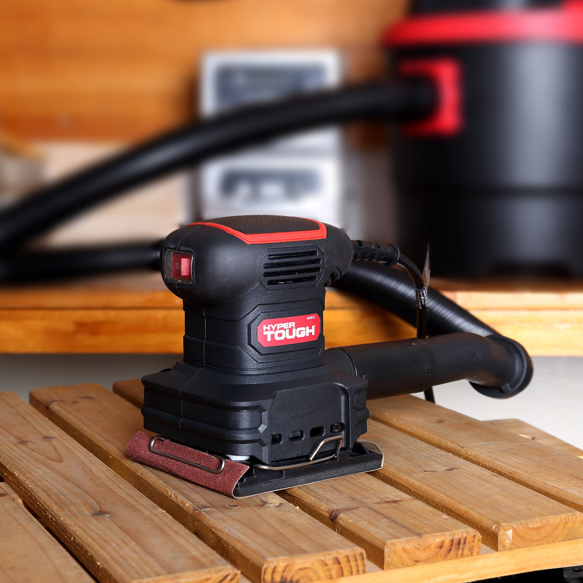 2 Amp Corded 1/4-Sheet Palm Sander with Dust Bag, Vacuum Hose Adapter, Punch Plate & 3 Sanding Sheets