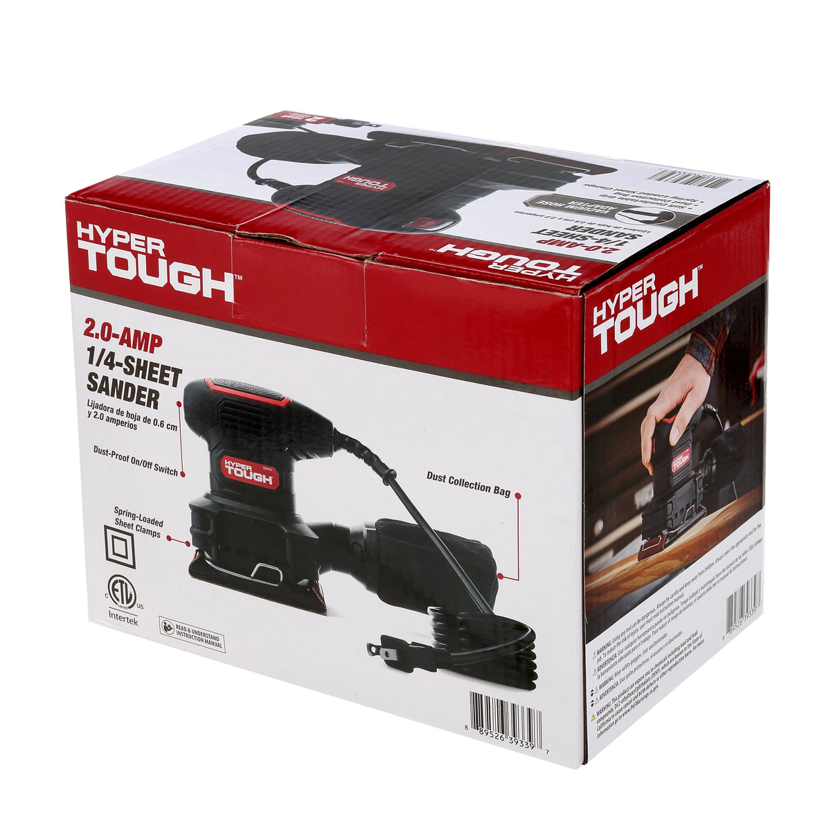 2 Amp Corded 1/4-Sheet Palm Sander with Dust Bag, Vacuum Hose Adapter, Punch Plate & 3 Sanding Sheets