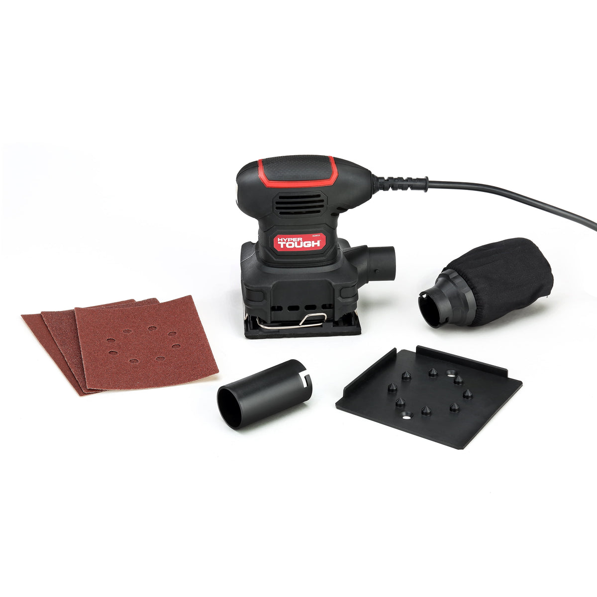 2 Amp Corded 1/4-Sheet Palm Sander with Dust Bag, Vacuum Hose Adapter, Punch Plate & 3 Sanding Sheets