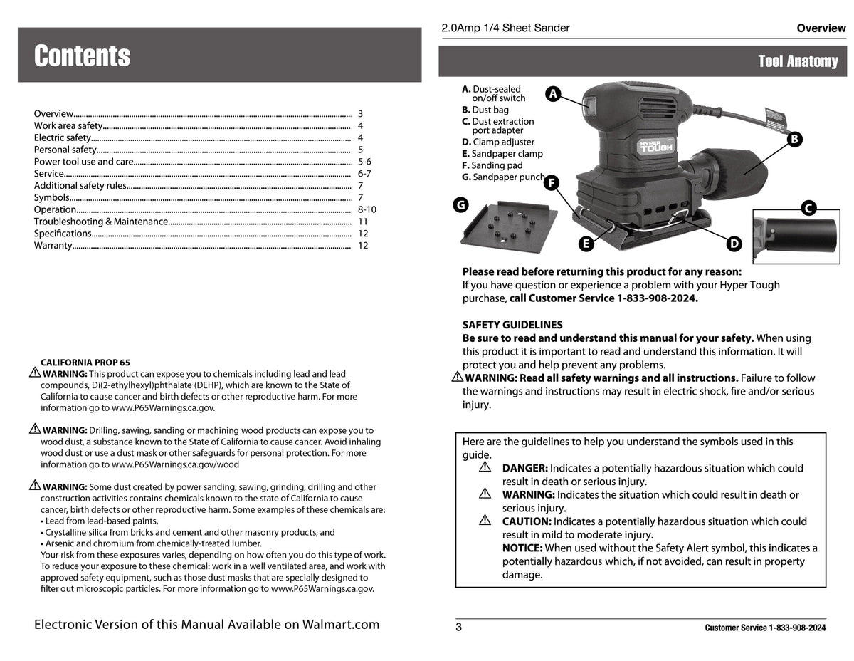 2 Amp Corded 1/4-Sheet Palm Sander with Dust Bag, Vacuum Hose Adapter, Punch Plate & 3 Sanding Sheets