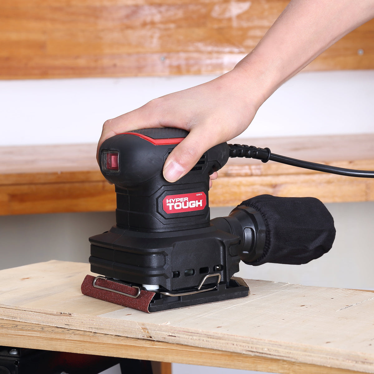 2 Amp Corded 1/4-Sheet Palm Sander with Dust Bag, Vacuum Hose Adapter, Punch Plate & 3 Sanding Sheets